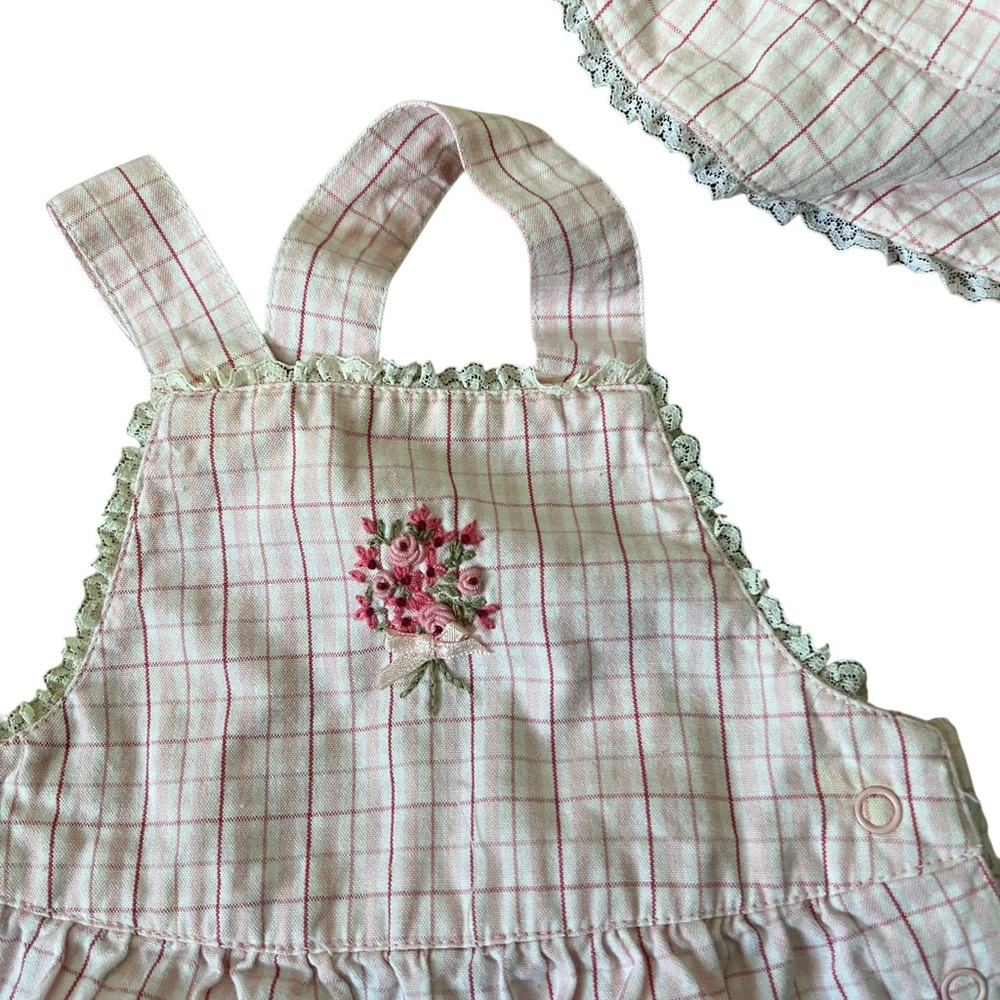 Gymboree Pink Plaid Baby Jumper and Hat Set size 3-6mths - Picture 5 of 7